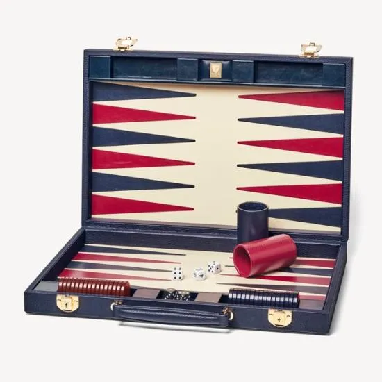 17inch Backgammon Set Navy Pebble Women Aspinal Of London Luxury Games