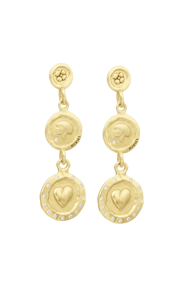 Accessories Earrings Sonia Rykiel Golden Medals Triple Charms Earrings