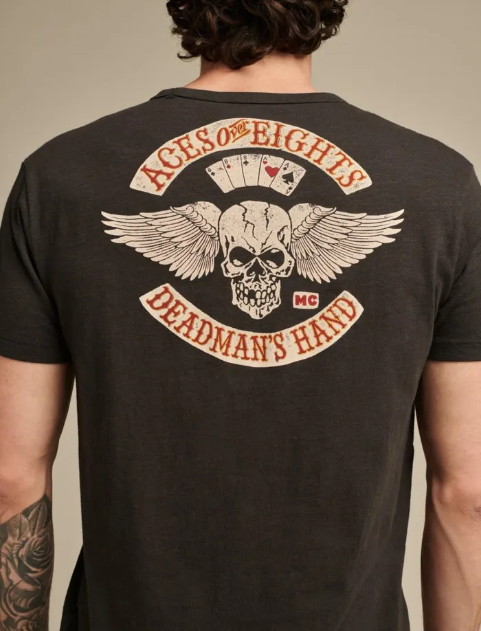 Aces Over Eights Tee Jet Black Men Lucky Brand Graphic Tees