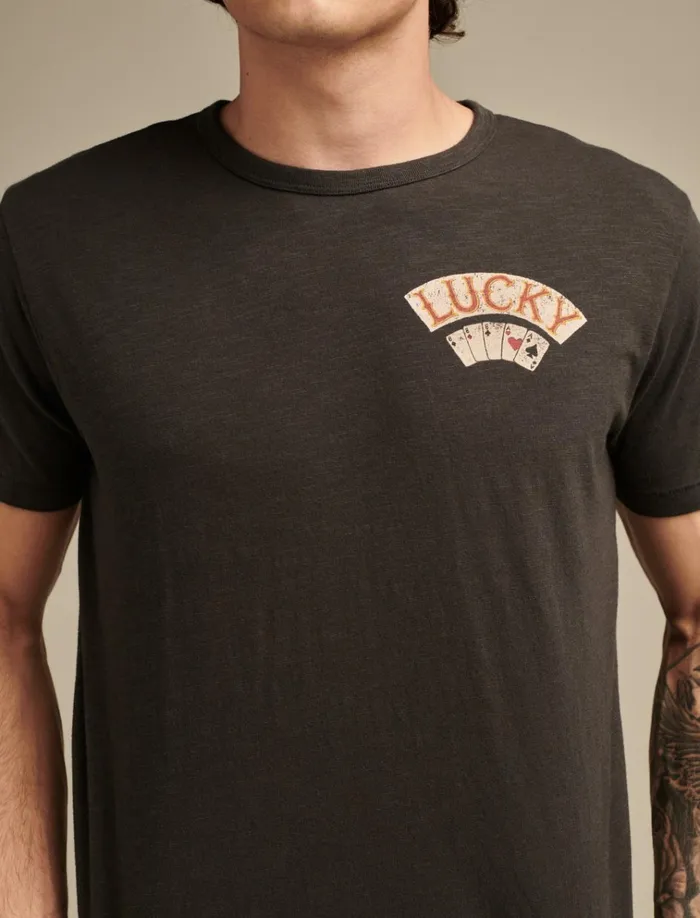 Aces Over Eights Tee Jet Black Men Lucky Brand Graphic Tees