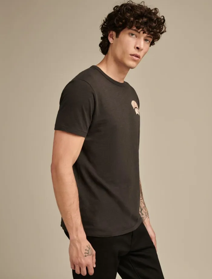Aces Over Eights Tee Jet Black Men Lucky Brand Graphic Tees