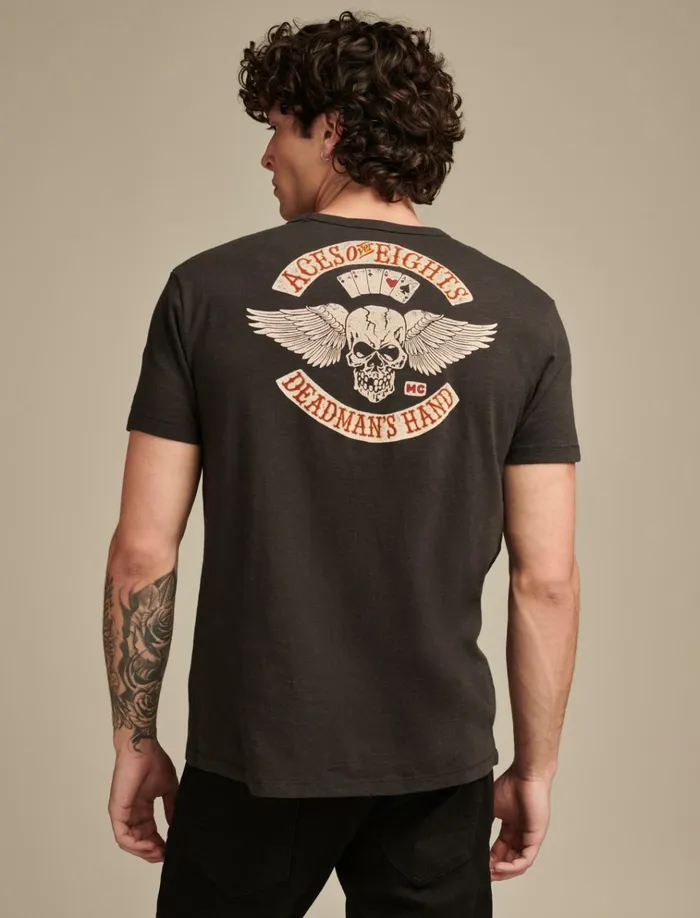 Aces Over Eights Tee Jet Black Men Lucky Brand Graphic Tees