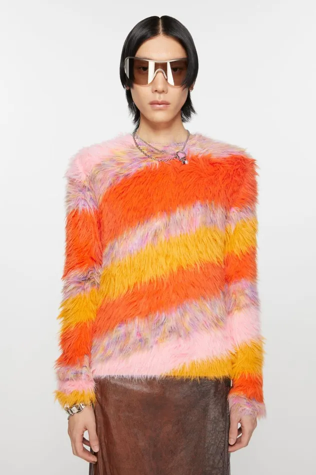 Acne Studios Crew Neck Jumper Pumpkin Orangemulti Men Knitwear