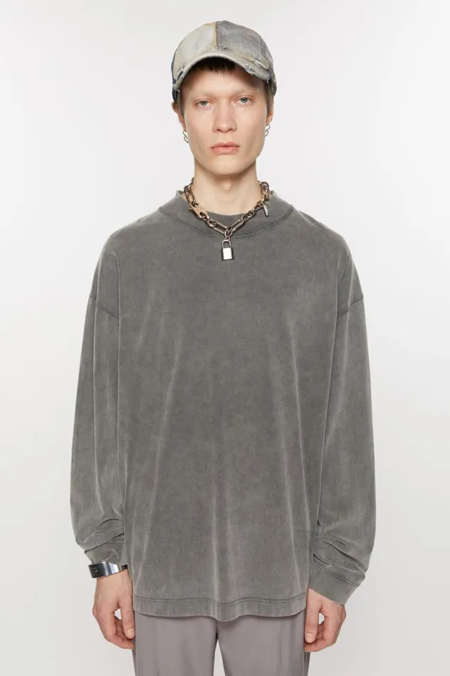 Acne Studios Crew Neck Sweater 8211 Relaxed Unisex Fit Faded Black Women Tshirts