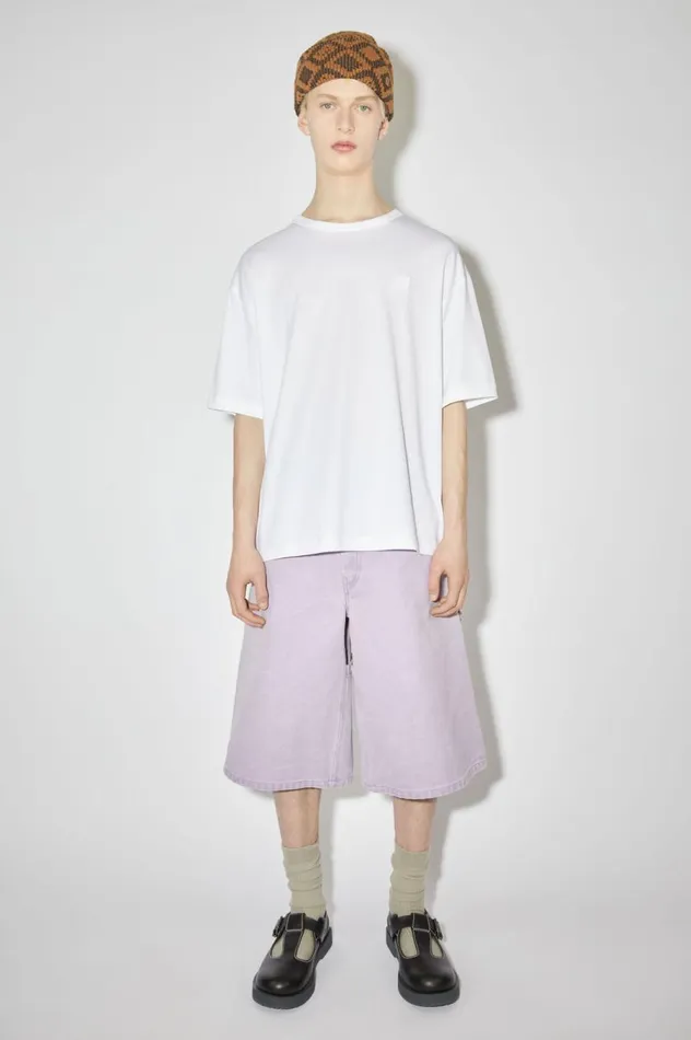Acne Studios Crew Neck Tshirt Relaxed Fit Optic White Women Tshirts