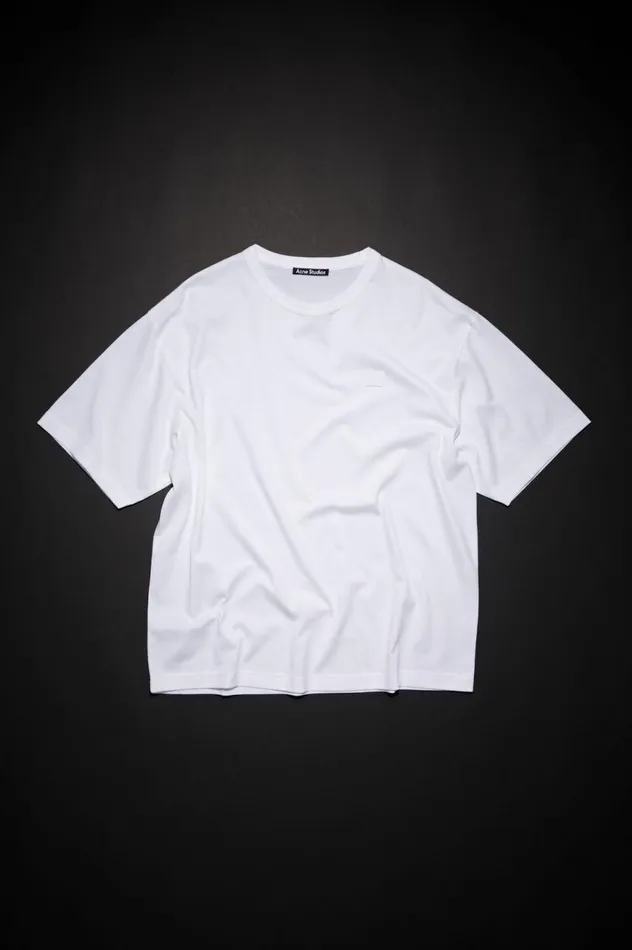 Acne Studios Crew Neck Tshirt Relaxed Fit Optic White Women Tshirts