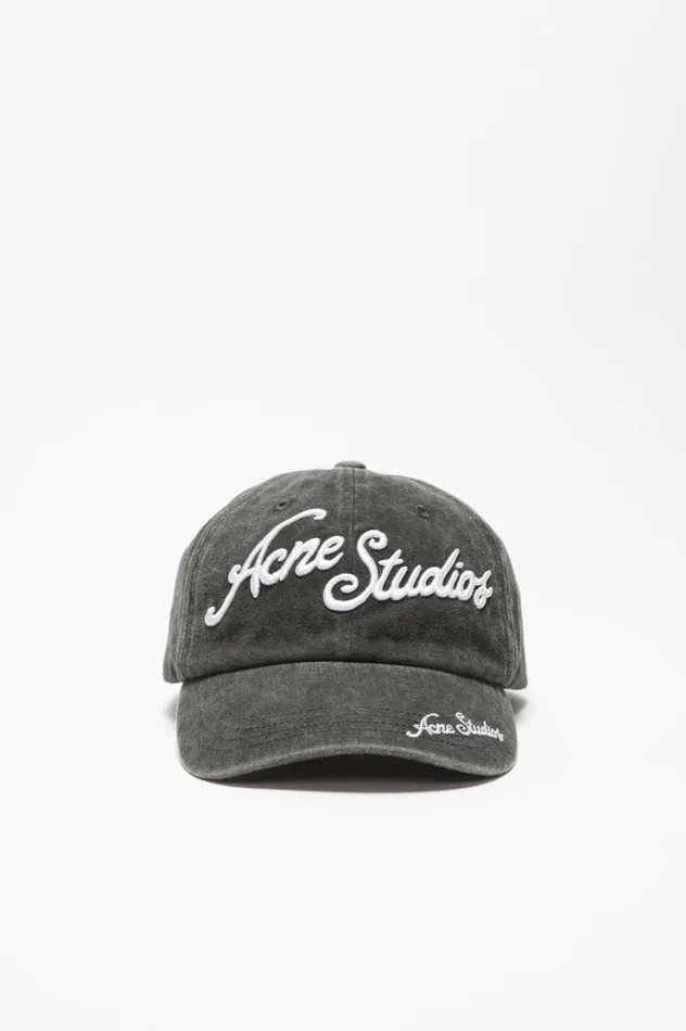 Acne Studios Logo Cap Faded Black Men Hats