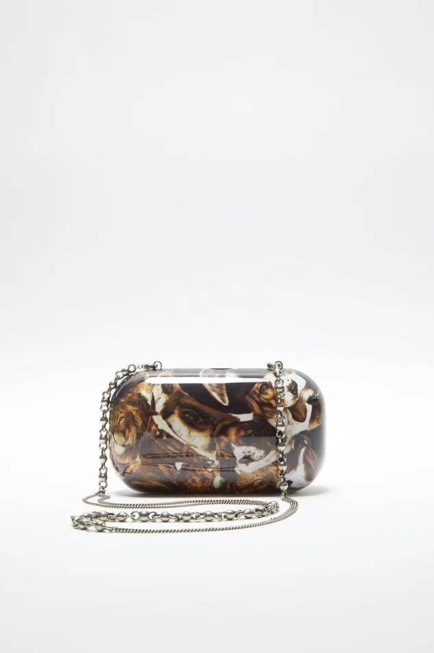 Acne Studios Print Clutch Bag Cognac Brown Multi Men Bags