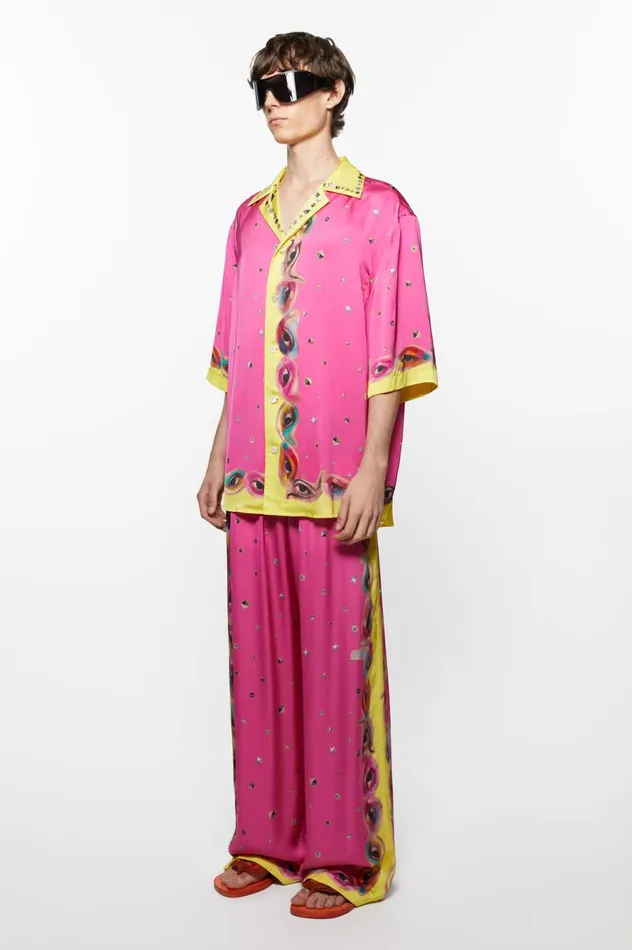 Acne Studios Printed Buttonup Shirt Fuchsia Pink Women Shirts and Blouses