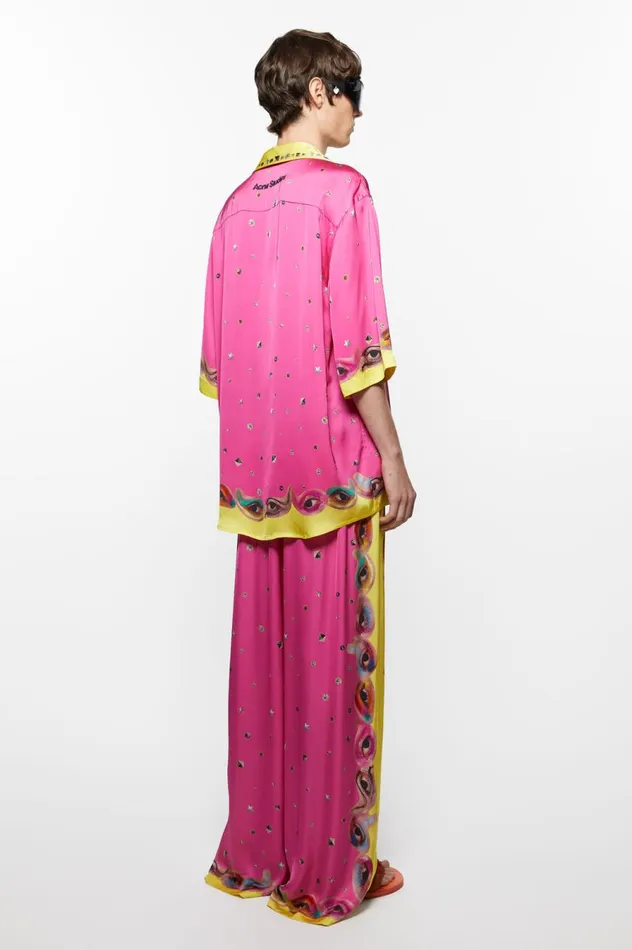Acne Studios Printed Buttonup Shirt Fuchsia Pink Women Shirts and Blouses