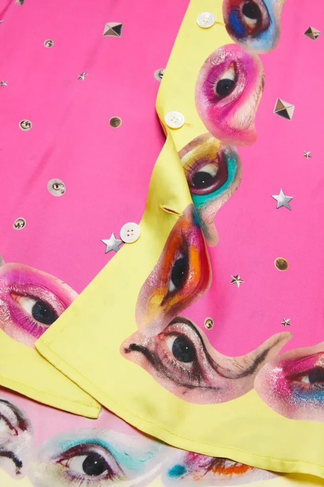 Acne Studios Printed Buttonup Shirt Fuchsia Pink Women Shirts and Blouses