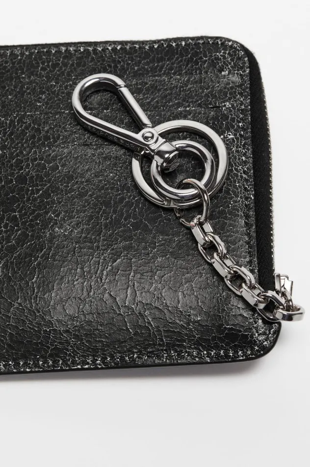 Acne Studios Zip Leather Wallet Black Men Small Leather Goods