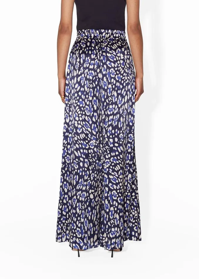 Adam Lippes Pants WideLeg Pant In Printed Charmeuse Blue Leopard 8211 Women