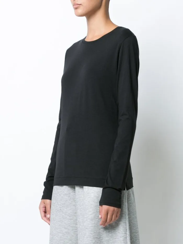 Adam Lippes Pima Cotton TShirts Long Sleeve Crewneck TShirt In Pima Cotton Black 8211 Women Adam Lippes Pima Cotton TShirts Long Sleeve Crewneck TShirt In Pima Cotton Black 8211 Women