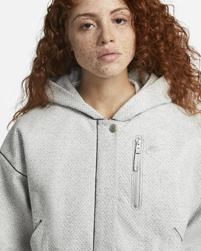 All Clothing Women Nike Forward Bomber Jacket Light Smoke Greyheatheranthracitelight Smoke Grey