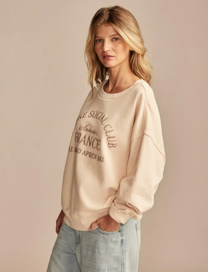 Alpine Social Club Crew Neck Peach Blush Women Lucky Brand Activewear