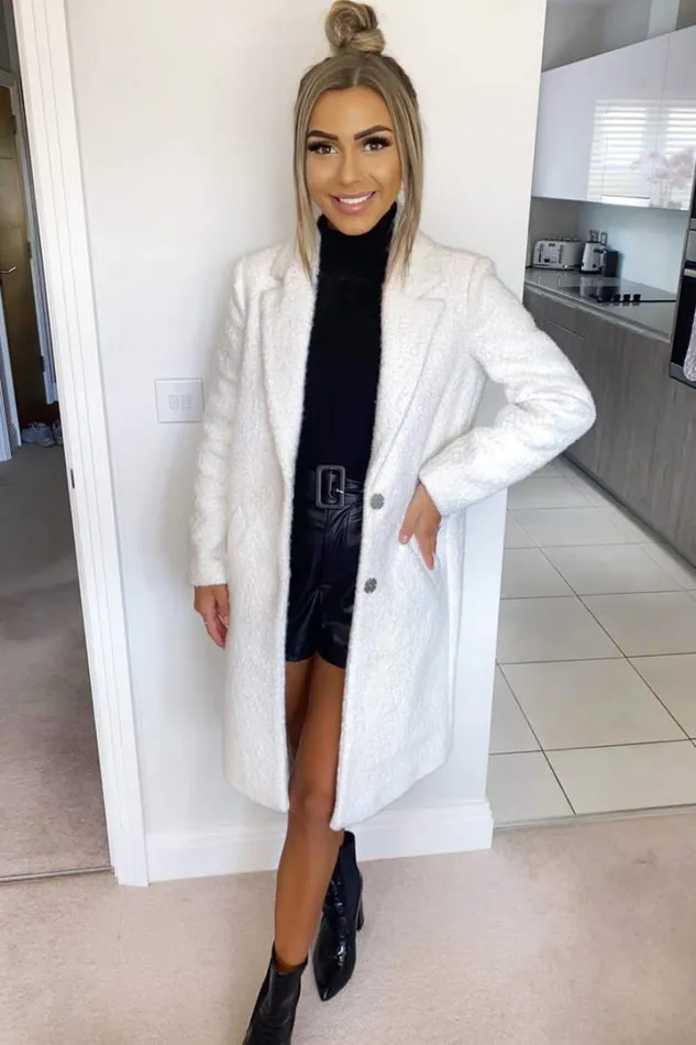 AX Paris Coats 038 Jackets Cream Long Teddy Coat