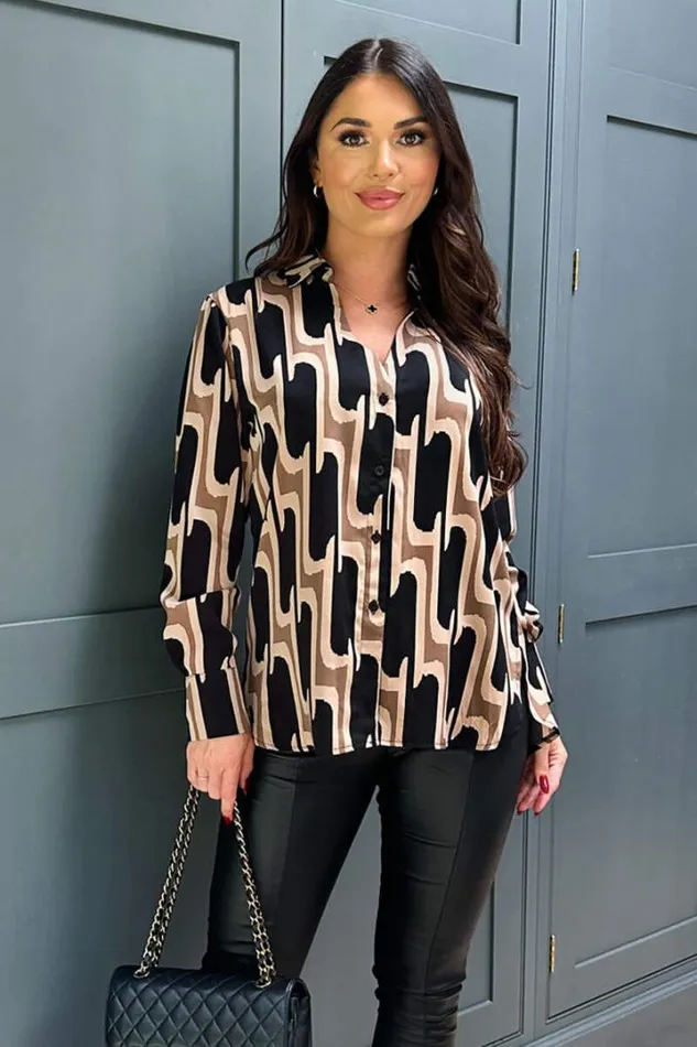 AX Paris Tops Multi Printed Geometric Long Sleeve Shirt