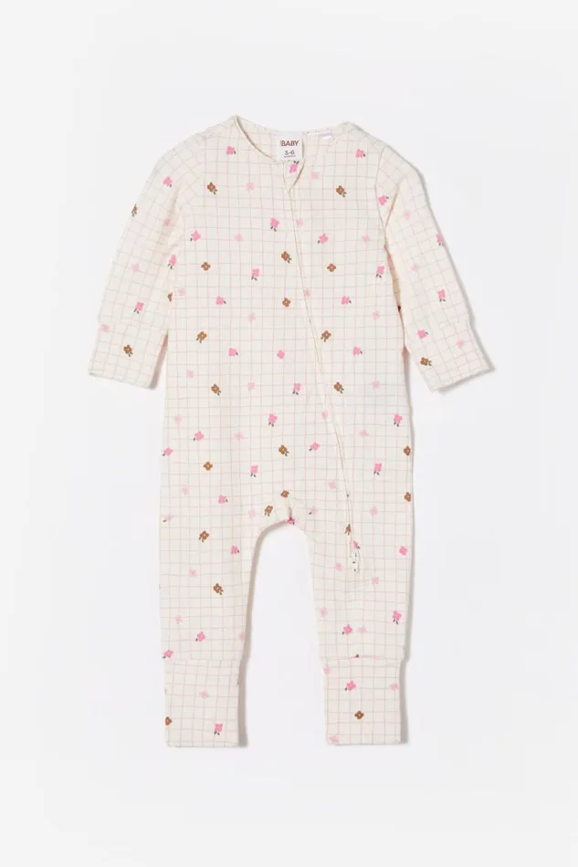 Baby Rompers and Bubbysuits Cotton On The Billie Long Sleeve Zip Romper Vanillagrid Flower Baby Rompers and Bubbysuits Cotton On The Billie Long Sleeve Zip Romper Vanillagrid Flower