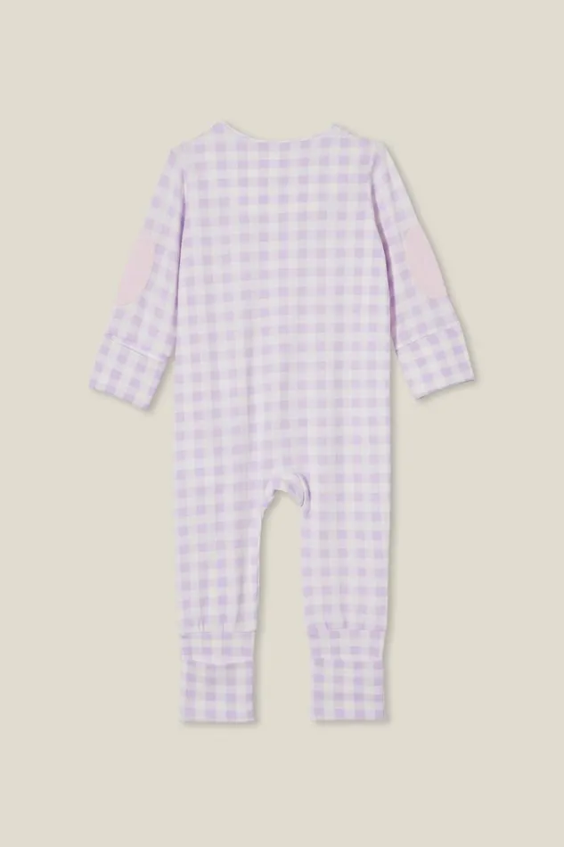 Baby Rompers and Bubbysuits Cotton On The Billie Long Sleeve Zip Romper Vintage Lilacgingham Baby Rompers and Bubbysuits Cotton On The Billie Long Sleeve Zip Romper Vintage Lilacgingham