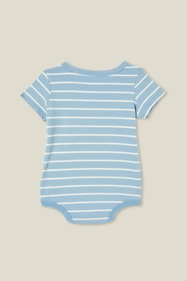 Baby Rompers and Bubbysuits Cotton On The Short Sleeve Bubbysuit Dusty Bluevanilla Stripe Baby Rompers and Bubbysuits Cotton On The Short Sleeve Bubbysuit Dusty Bluevanilla Stripe