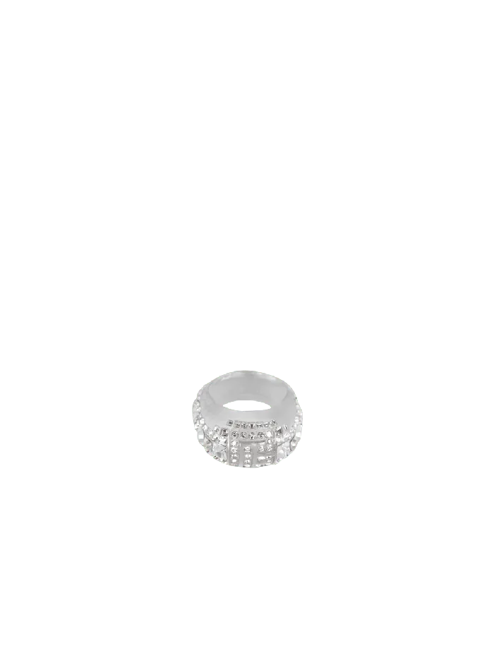 Balmain Fashion Jewelry Women Clear Rhinestone Ring Silver