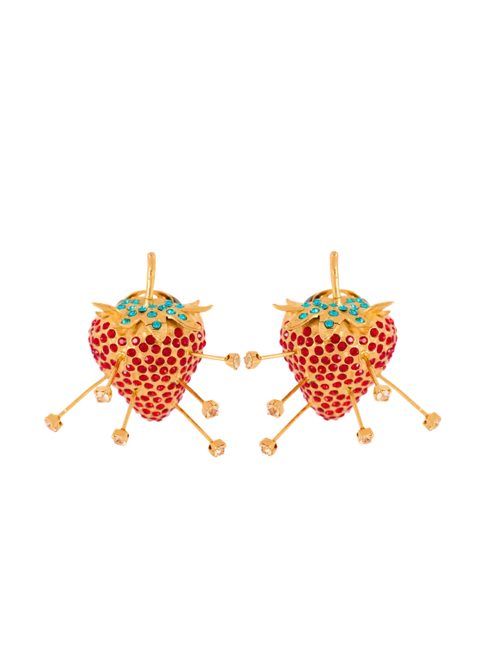 Balmain Fashion Jewelry Women Strawberry Earrings With Brass Studs And Rhinestones Red Balmain Fashion Jewelry Women Strawberry Earrings With Brass Studs And Rhinestones Red