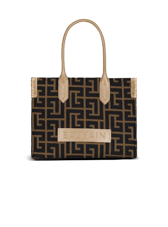 Balmain Tote Bags Women BArmy Shopper 36 Bag In PB Labyrinth Jacquard Black