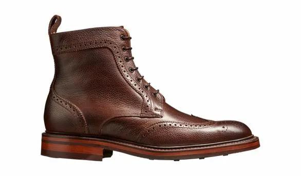 Barker Shoes Calder 8211 Dark Brown Grain Mens Wingtip Boot Dark Brown Grain Mens Wingtip Boot Mens
