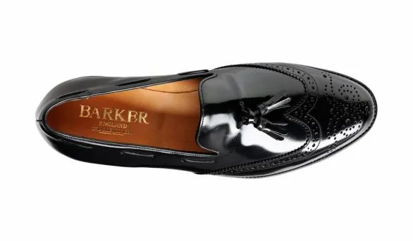Barker Shoes Clive 8211 Black HiShine Wingtip Loafer Black Hishine Wingtip Loafer Mens