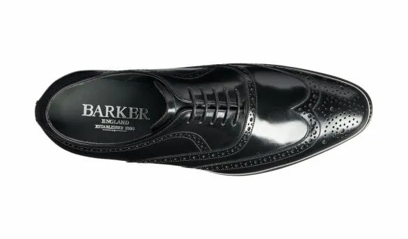Barker Shoes Hampstead 8211 Black HiShine Oxford Brogue Shoe Black Hishine Oxford Brogue Shoe Mens