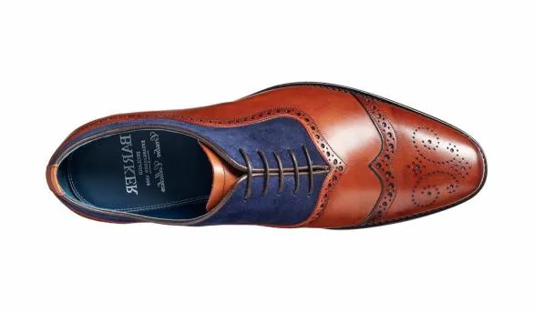 Barker Shoes Nicholas 8211 Antique Rosewood Navy Suede Brogue Shoe Antique Rosewood Navy Suede Brogue Shoe Mens