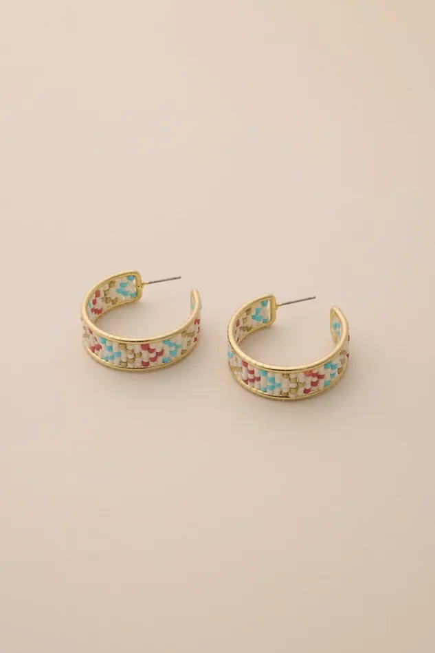 Beaded Hoop Earring Gold Women Lucky Brand Jewelry