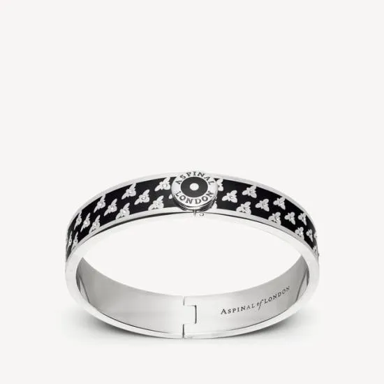 Bee Bangle Black Enamel On Palladium Silver Women Aspinal Of London Bangles and Bracelets Bee Bangle Black Enamel On Palladium Silver Women Aspinal Of London Bangles and Bracelets