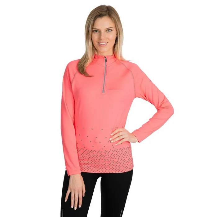 Belinda 12 Zip Quick Dry Active Top Neon Coral Women Trespass Gym and Sports Tops Belinda 12 Zip Quick Dry Active Top Neon Coral Women Trespass Gym and Sports Tops