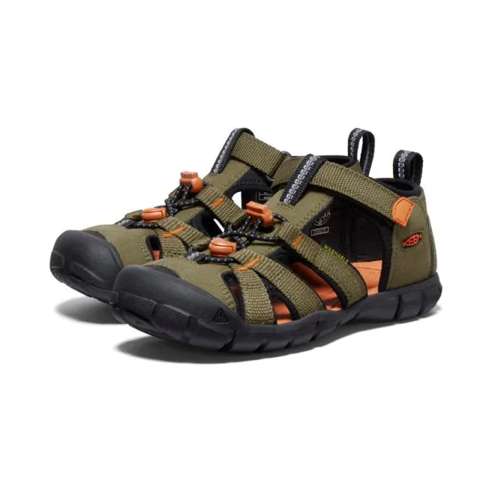 Big Kids039 Seacamp II CNX Dark OliveGold Flame Sandal Kids KEEN Playground Big Kids039 Seacamp II CNX Dark OliveGold Flame Sandal Kids KEEN Playground