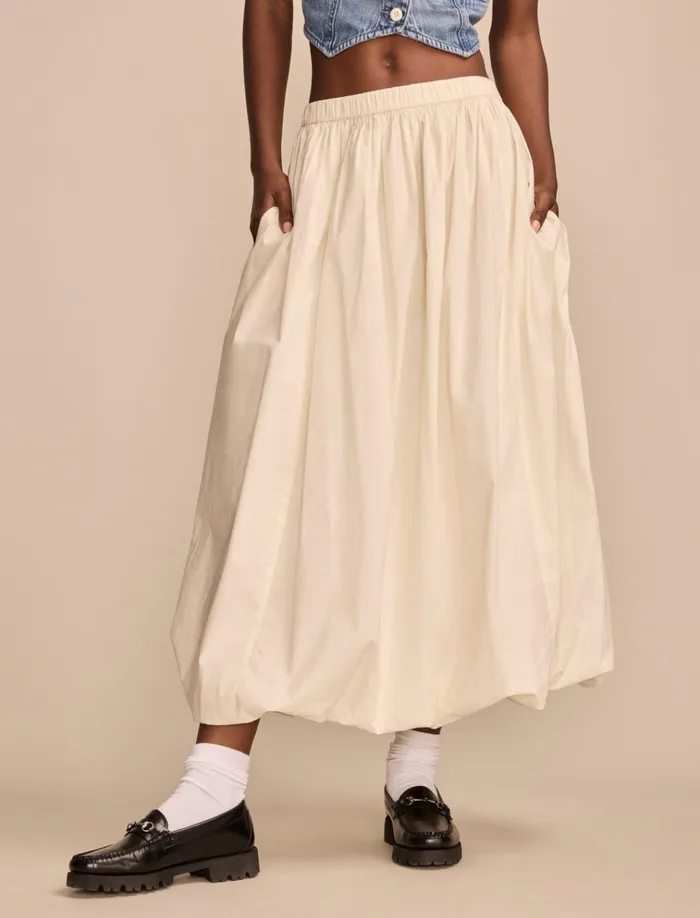 Bubble Poplin Maxi Skirt Whisper White Women Lucky Brand Skirts