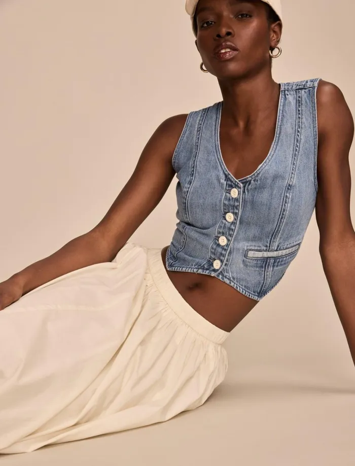Bubble Poplin Maxi Skirt Whisper White Women Lucky Brand Skirts