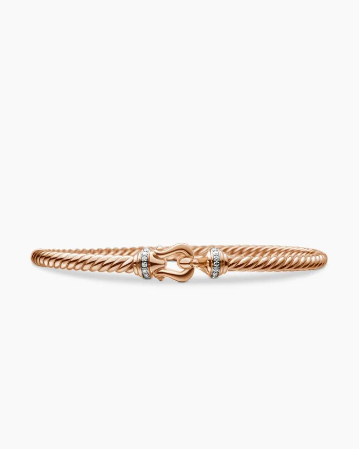 Buckle Cablespira Bracelet In 18K Rose Gold With Diamonds 35mm Women David Yurman Bangle Buckle Cablespira Bracelet In 18K Rose Gold With Diamonds 35mm Women David Yurman Bangle
