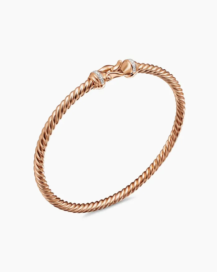 Buckle Cablespira Bracelet In 18K Rose Gold With Diamonds 35mm Women David Yurman Bangle Buckle Cablespira Bracelet In 18K Rose Gold With Diamonds 35mm Women David Yurman Bangle