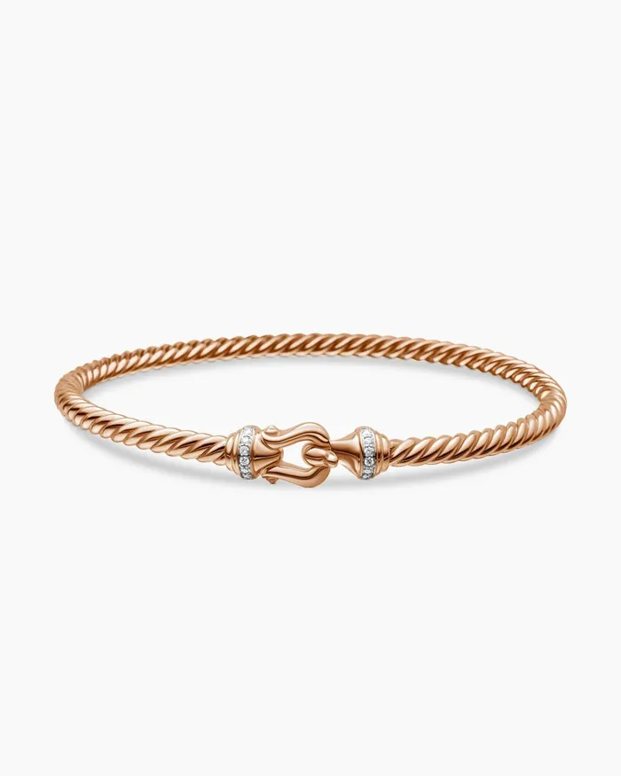 Buckle Cablespira Bracelet In 18K Rose Gold With Diamonds 35mm Women David Yurman Bangle Buckle Cablespira Bracelet In 18K Rose Gold With Diamonds 35mm Women David Yurman Bangle