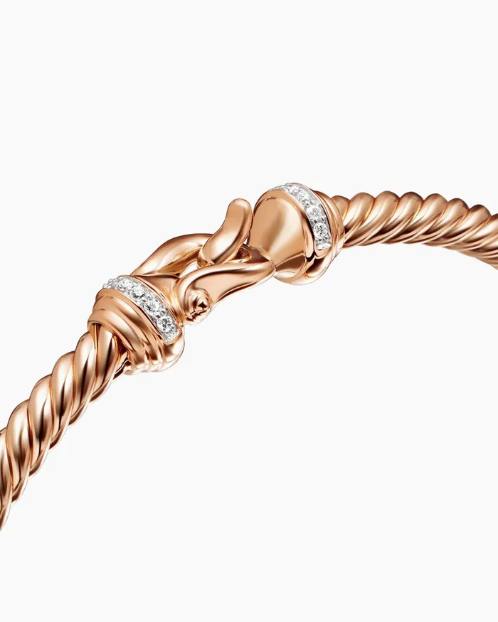 Buckle Cablespira Bracelet In 18K Rose Gold With Diamonds 35mm Women David Yurman Bangle Buckle Cablespira Bracelet In 18K Rose Gold With Diamonds 35mm Women David Yurman Bangle
