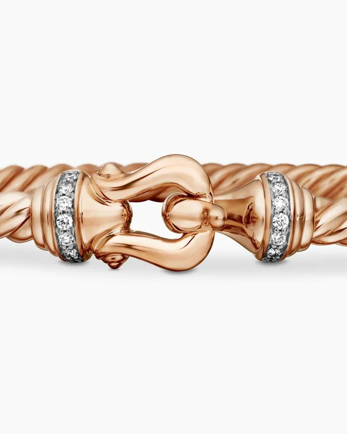 Buckle Cablespira Bracelet In 18K Rose Gold With Diamonds 35mm Women David Yurman Bangle Buckle Cablespira Bracelet In 18K Rose Gold With Diamonds 35mm Women David Yurman Bangle