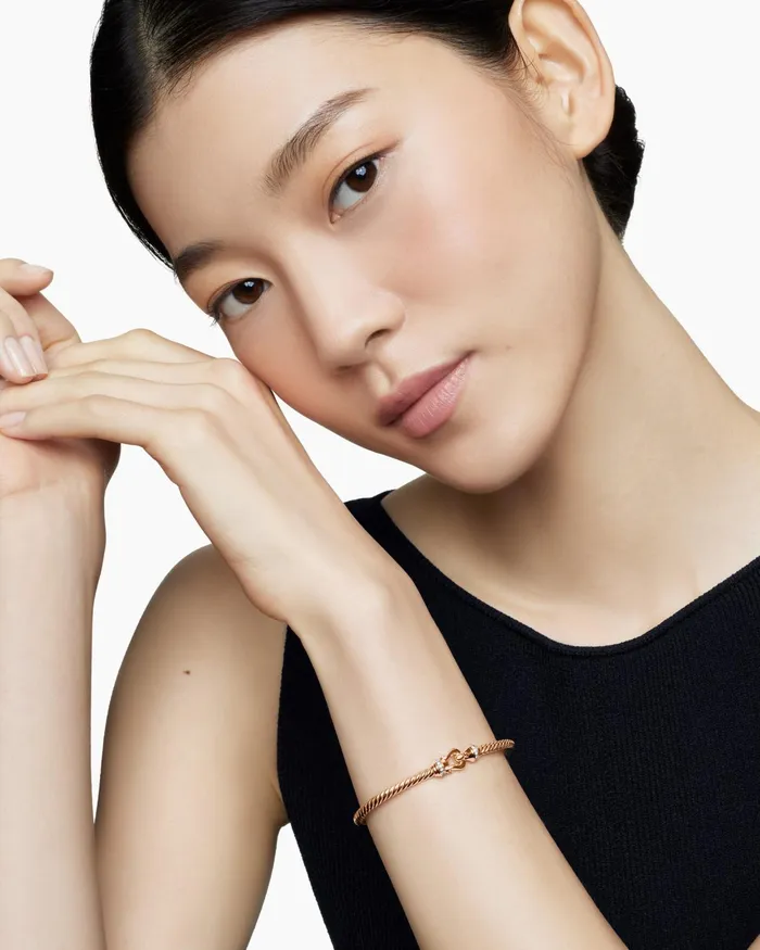 Buckle Cablespira Bracelet In 18K Rose Gold With Diamonds 35mm Women David Yurman Bangle Buckle Cablespira Bracelet In 18K Rose Gold With Diamonds 35mm Women David Yurman Bangle