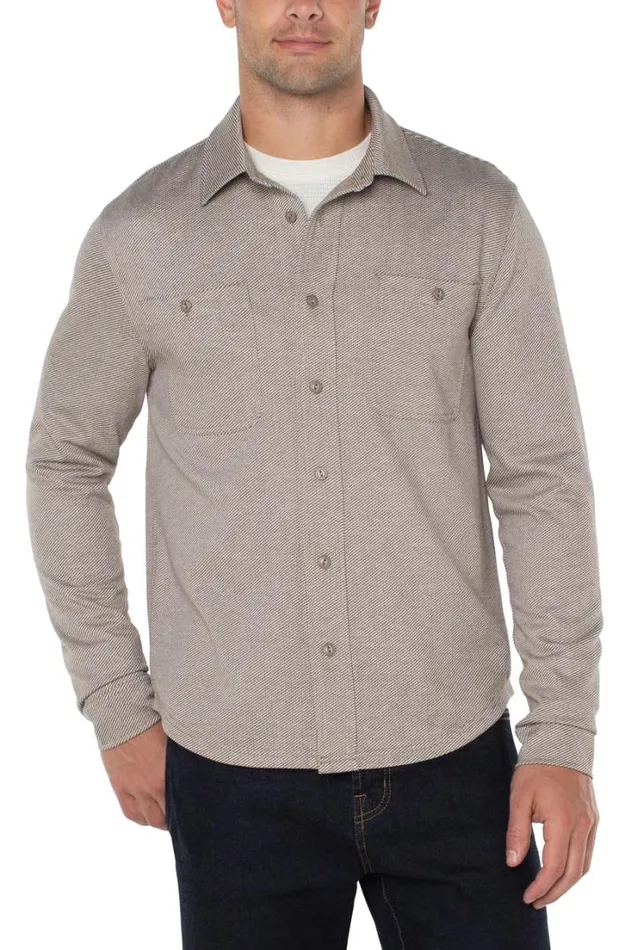 BUTTON DOWNS Men Liverpool Los Angeles KNIT BUTTON UP LONG SLEEVE SHIRT Maple Ivory Multi BUTTON DOWNS Men Liverpool Los Angeles KNIT BUTTON UP LONG SLEEVE SHIRT Maple Ivory Multi
