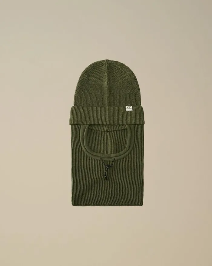 CP Company Hats ReWool Beanie Balaclava Grape Leaf Green 8211 Man