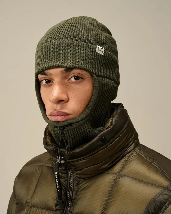 CP Company Hats ReWool Beanie Balaclava Grape Leaf Green 8211 Man