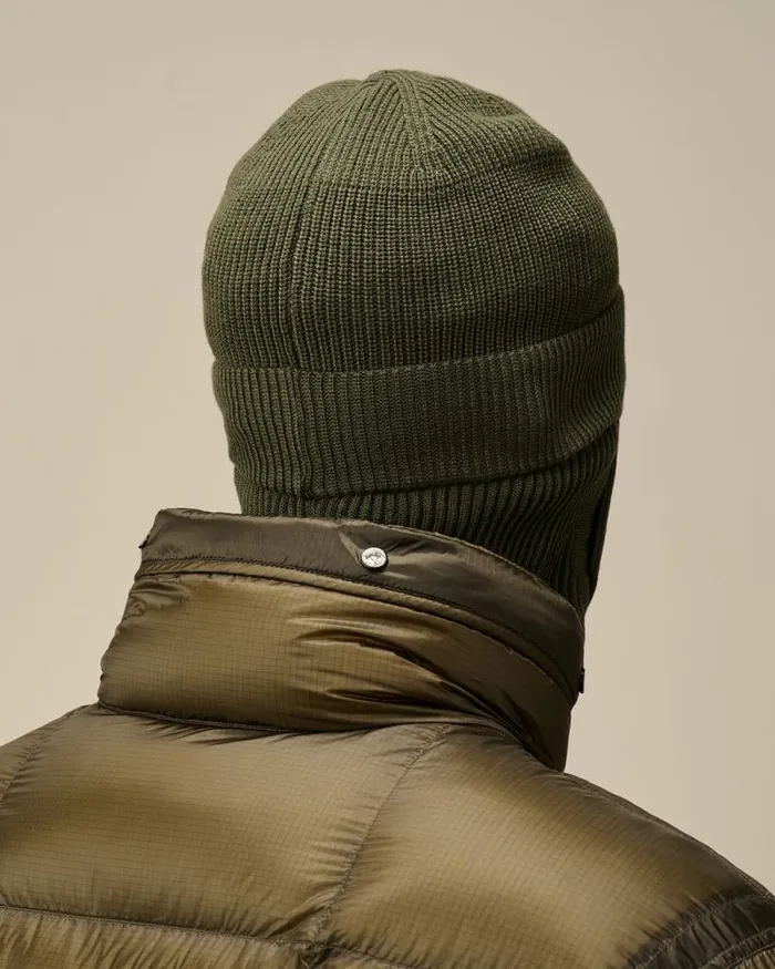 CP Company Hats ReWool Beanie Balaclava Grape Leaf Green 8211 Man