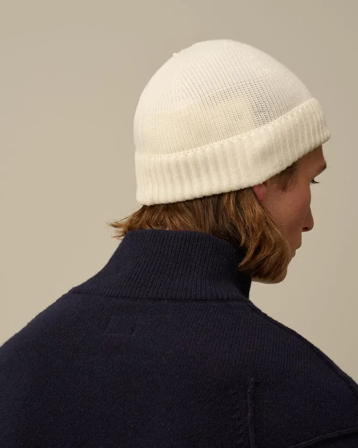CP Company Hats ReWool Fisherman Beanie Gauze White 8211 Man