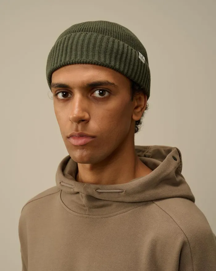 CP Company Hats ReWool Fisherman Beanie Grape Leaf Green 8211 Man